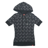 DICKIES Womens Black Cotton Blend Print Hoodie M Short Sleeve Casual Top