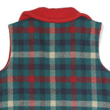 Womens Blue & Red Checked Button Front Jacket L Polyester Blend Plaid Warm