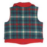 Womens Blue & Red Checked Button Front Jacket L Polyester Blend Plaid Warm