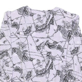 VALENTINE Womens White & Black Paisley Printed Top Long Sleeve V-Neck L Stylish