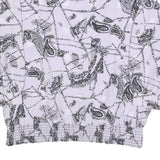 VALENTINE Womens White & Black Paisley Printed Top Long Sleeve V-Neck L Stylish