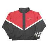 ASHLEY Mens Red & Black Racing Zip Jacket XL Polyester Colourblock