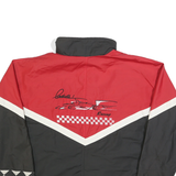 ASHLEY Mens Red & Black Racing Zip Jacket XL Polyester Colourblock