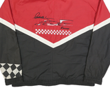 ASHLEY Mens Red & Black Racing Zip Jacket XL Polyester Colourblock