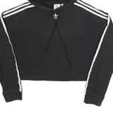 ADIDAS Womens Black Crop Hoodie UK 6 Cotton Blend Casual Sportswear