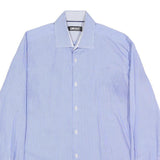 DKNY Mens Blue & White Pinstripe Shirt S Classic Cotton Blend Formal Button-Up