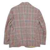 LIANG CHON Mens Brown & Orange Plaid Wool Button Jacket S Woven Classic Retro