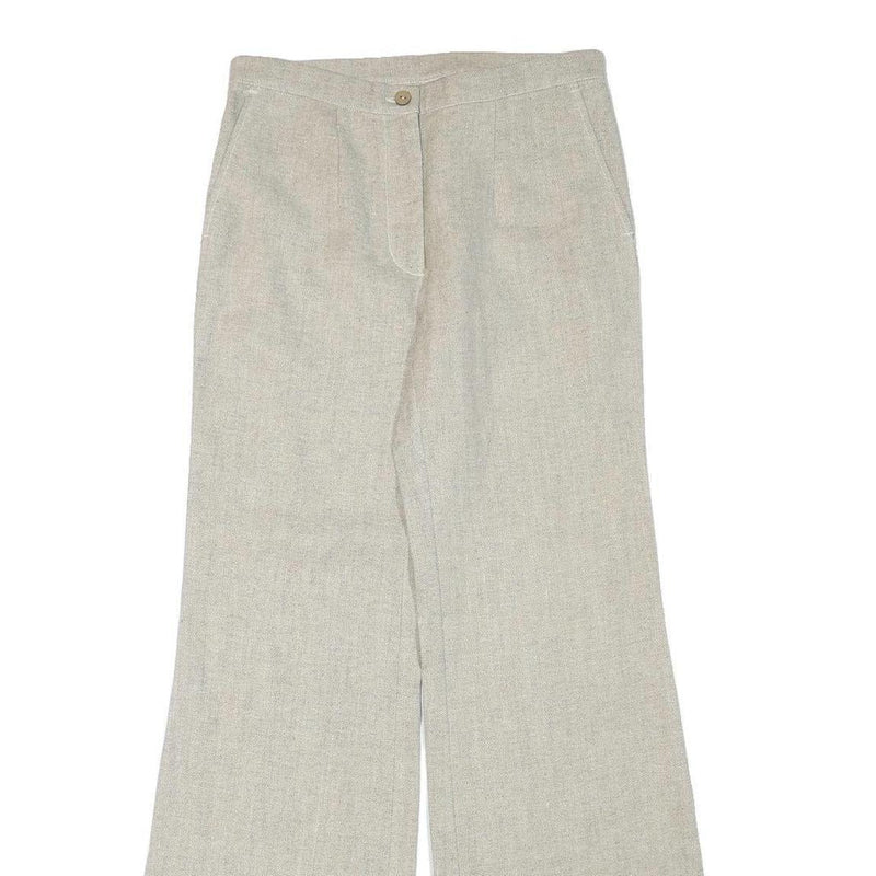 Womens Wool Blend Beige Regular Fit Straight Leg Trousers W28 L32 Classic