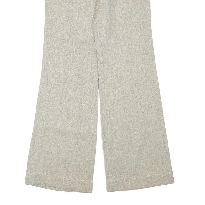 Womens Wool Blend Beige Regular Fit Straight Leg Trousers W28 L32 Classic