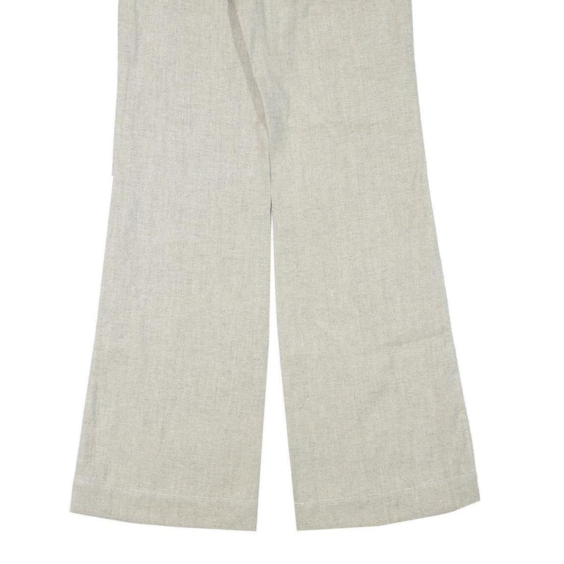 Womens Wool Blend Beige Regular Fit Straight Leg Trousers W28 L32 Classic