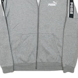 PUMA Mens Grey & Black Logo Tape Zip Jacket M Cotton Blend Casual Sport