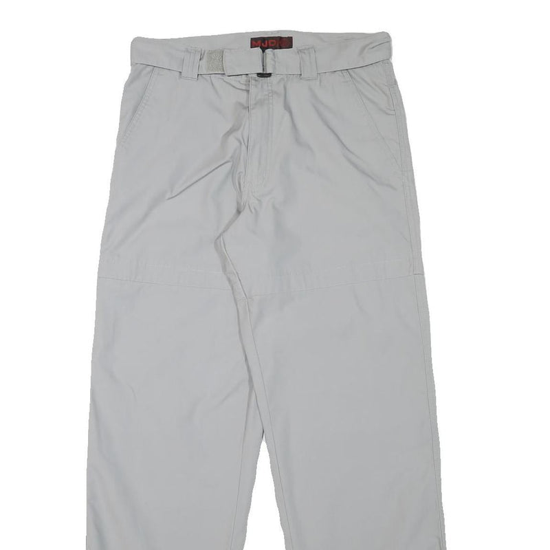 MJD Mens Cotton Blend Light Grey Regular Trousers W30 L31 Casual Zip Closure