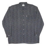 Mens Grey Pattern Cotton Blend Shirt XL Long Sleeve Button Fastening Casual