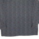 Mens Grey Pattern Cotton Blend Shirt XL Long Sleeve Button Fastening Casual