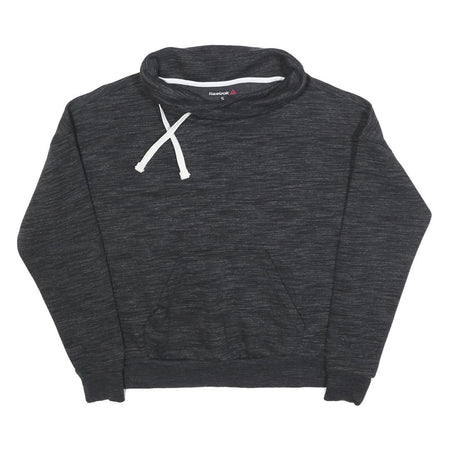 REEBOK Womens Black Pullover Sweatshirt S Cotton Crew Neck Casual Sportswear