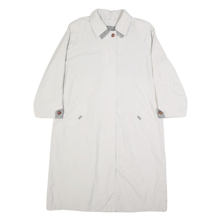 C&A Womens Cream Cotton Blend Button Jacket UK 14 Classic Plain Lightweight