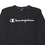 CHAMPION Mens Black Crew Neck S Sweatshirt Cotton Blend Logo Embroidered