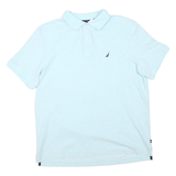 NAUTICA Mens Light Blue Polo Shirt Short Sleeve Cotton Blend L Classic Fit