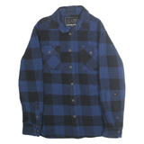JACHS Mens Blue & Black Check Shirt Cotton S Button Front Casual