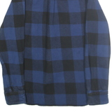 JACHS Mens Blue & Black Check Shirt Cotton S Button Front Casual