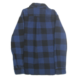 JACHS Mens Blue & Black Check Shirt Cotton S Button Front Casual