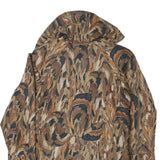 PETER HAHN CARAT Womens Brown Pattern Jacket L Polyester Blend Hooded Zip