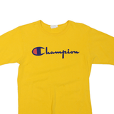 CHAMPION Mens Yellow Cotton Blend Logo Graphic T-Shirt M Short Sleeve Crew Neck
