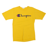 CHAMPION Mens Yellow Cotton Blend Logo Graphic T-Shirt M Short Sleeve Crew Neck