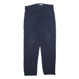 CARHARTT Mens Cotton Blend Navy Relaxed Straight Trousers W36 L32 Workwear Zip