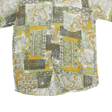 Mens Green & Yellow Patterned Cotton Blend Shirt M Casual Short Sleeve Button