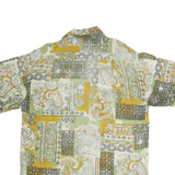 Mens Green & Yellow Patterned Cotton Blend Shirt M Casual Short Sleeve Button
