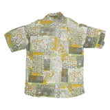 Mens Green & Yellow Patterned Cotton Blend Shirt M Casual Short Sleeve Button