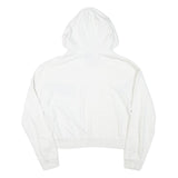 NIKE Womens White & Navy Pullover Hoodie M Cotton Blend Sportswear Sweatshirt