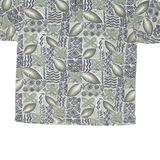 BUGLE BOY Mens Green & Beige Abstract Floral Short Sleeve Polo Shirt L Cotton