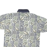 BUGLE BOY Mens Green & Beige Abstract Floral Short Sleeve Polo Shirt L Cotton