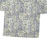 BUGLE BOY Mens Green & Beige Abstract Floral Short Sleeve Polo Shirt L Cotton