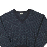 MARZ Womens Blue Patterned V-Neck Wool Jumper XS Knitwear