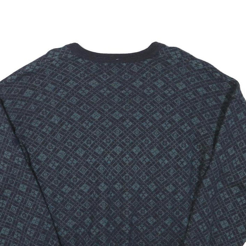 MARZ Womens Blue Patterned V-Neck Wool Jumper XS Knitwear