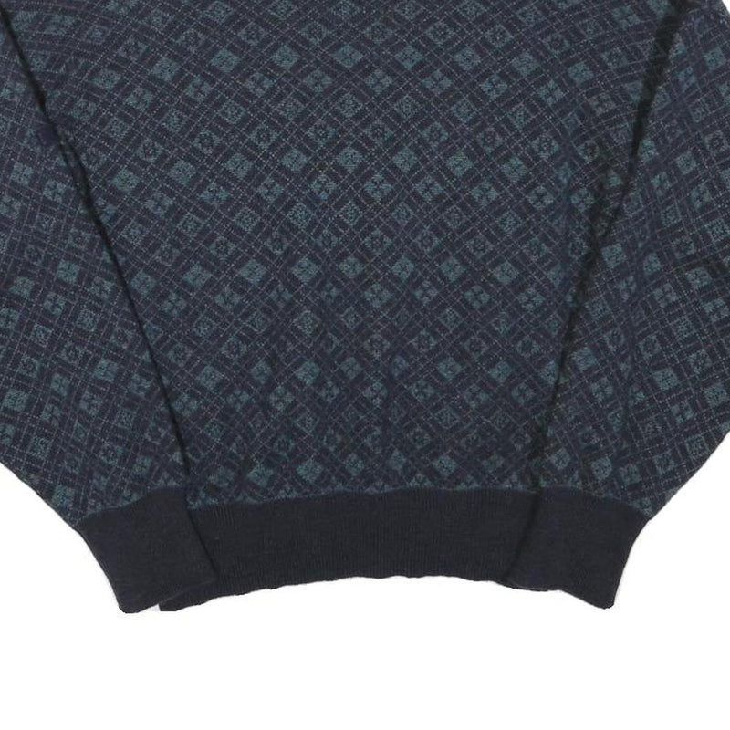 MARZ Womens Blue Patterned V-Neck Wool Jumper XS Knitwear