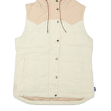 PATAGONIA Womens Beige Cream Puffer Jacket M Polyester Blend Hooded Zip Vest