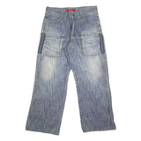 T2X Mens Regular Fit Blue Denim Straight Cotton Blend Jeans W32 L28 Zipped Cargo