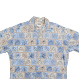 CAMPIA Mens Blue & Beige Pattern Cotton Shirt XL Casual Summer Short Sleeve