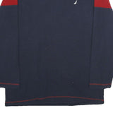 NAUTICA Mens Navy & Red Plain Crew Neck Basic Knit Jumper 2XL Cotton Casual