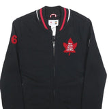 HUDSON'S BAY Womens Black Red Varsity Jacket M Cotton Blend Zip Canada Olympic