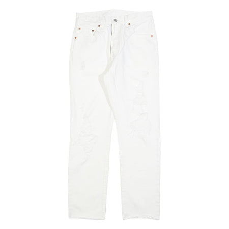 LEVI'S 501 Womens Jeans White Regular Straight Denim Raw W29 L30 Button Closure