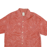 JAMAICA JAXX Mens Red Cotton Blend Shirt L Tropical Palm Leaf Print Casual
