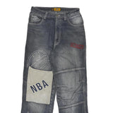 EONTO Mens Regular Fit Denim Blue W28 L29 Patchwork Zip Closure Jeans