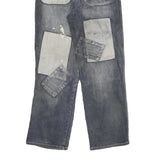 EONTO Mens Regular Fit Denim Blue W28 L29 Patchwork Zip Closure Jeans