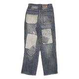 EONTO Mens Regular Fit Denim Blue W28 L29 Patchwork Zip Closure Jeans