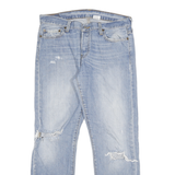 LEVI'S 501 Mens Jeans Blue Regular Straight Denim Stone Wash W32 L28 Distressed